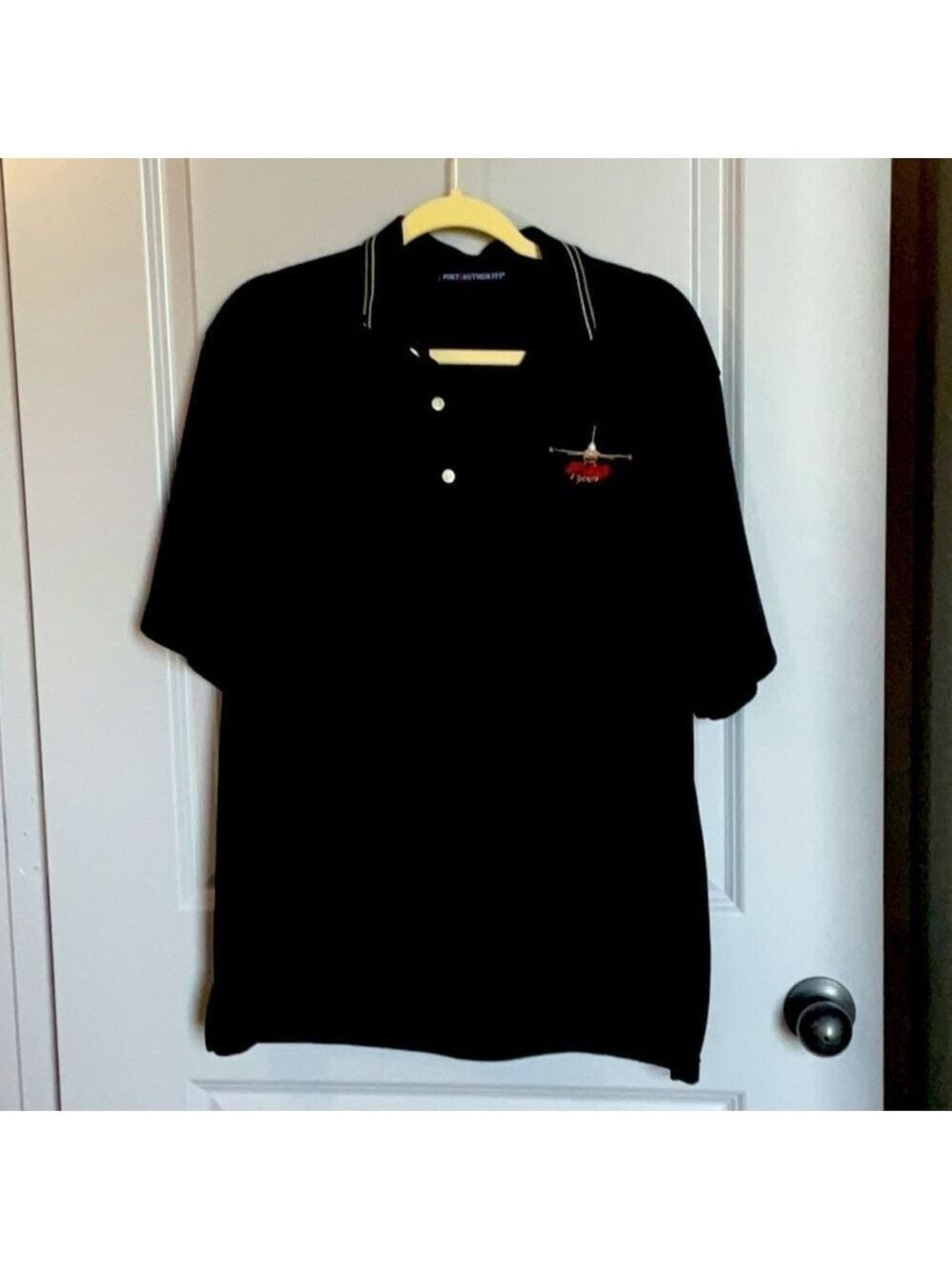 Men’s Port Authority Polo Shirt, M, black Lockheed Martin F-16 Viper logo